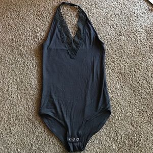 AE lacy charcoal bodysuit