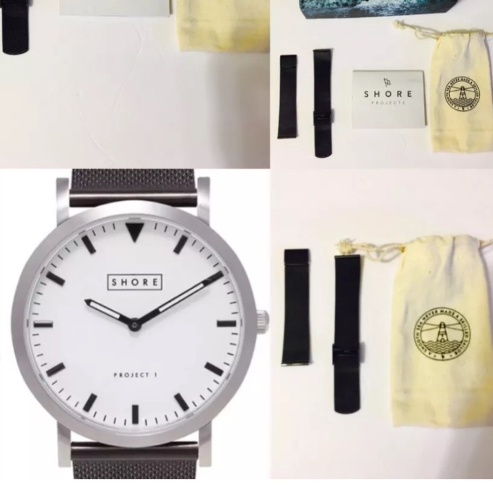 Shore project watch, black mesh strap