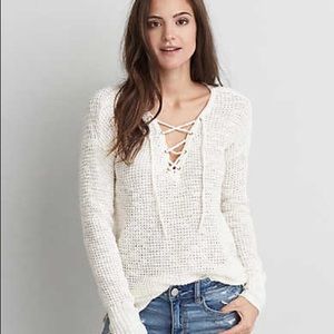 American Eagle Lace up Sweater