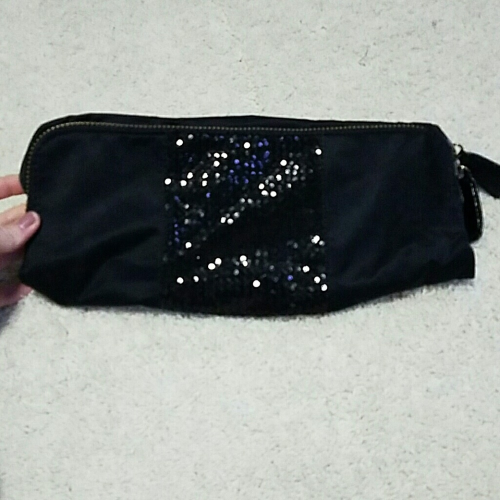 Foldover Gap Black sequin clutch
