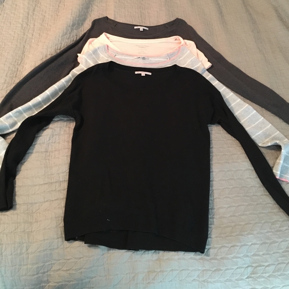 3 Gap sweaters and 1 American Eagle T-shirt