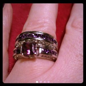 Amethyst and cubic wedding set