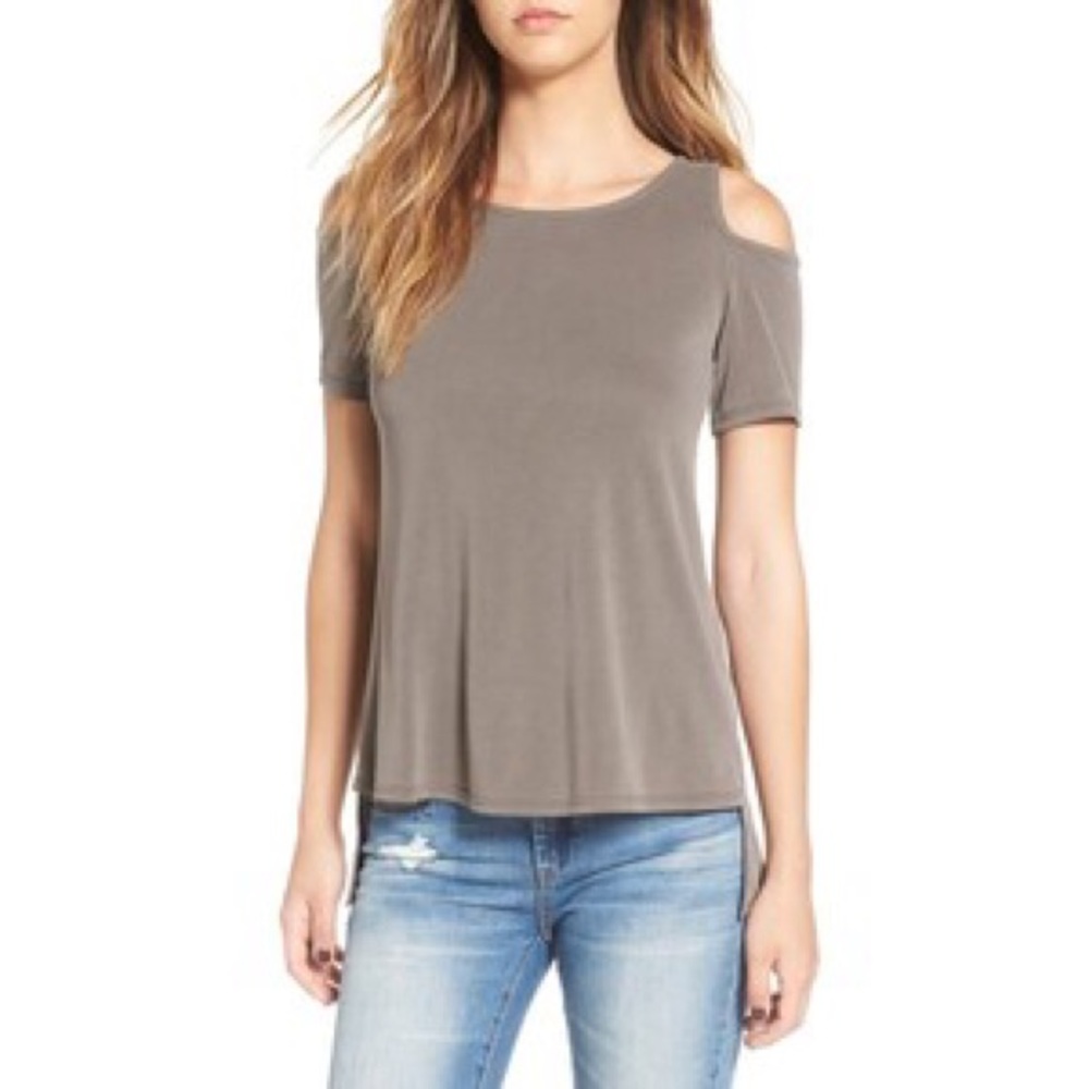 Taupe shoulder cut shirt. Never worn.