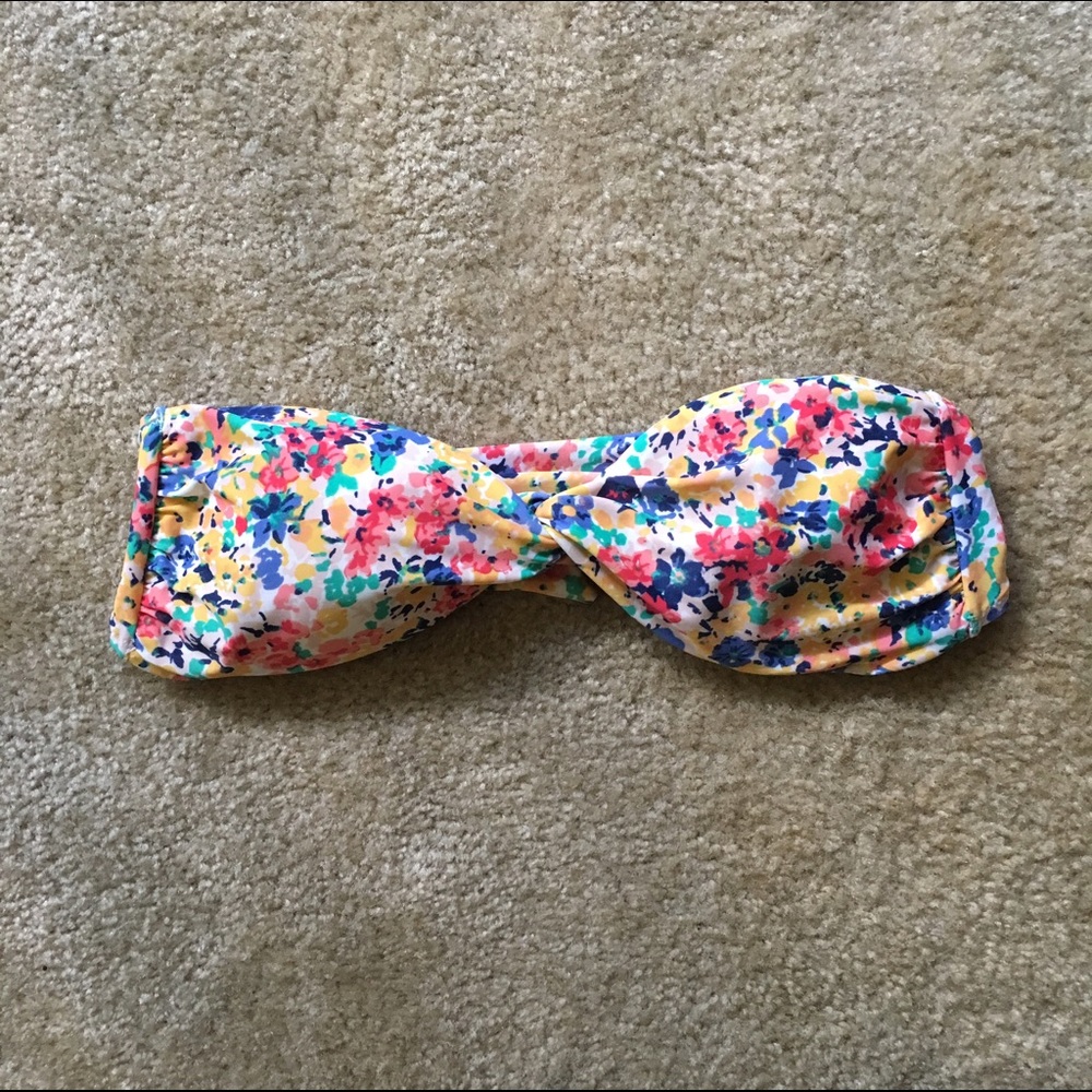 Aerie Bandeau Floral Swim Top Sz M