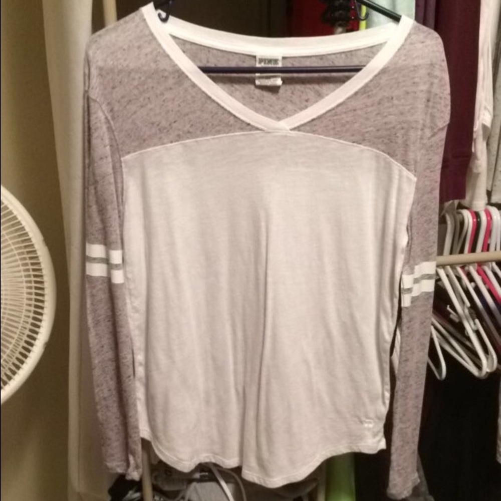 Grey long sleeve Pink VS T shirt