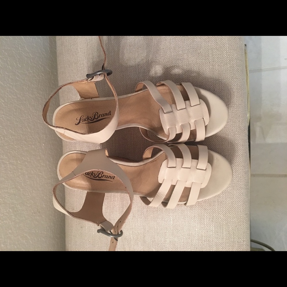 Lucky Brand Leather and Cork Wedge Sandals