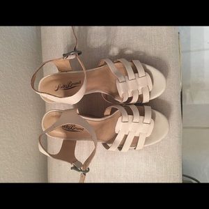 Lucky Brand Leather and Cork Wedge Sandals