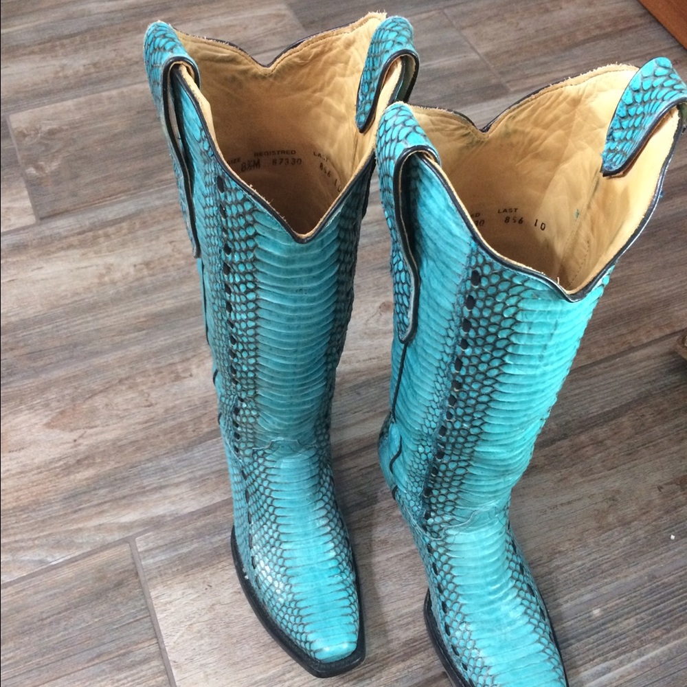 Turquoise Corral snake skin boot