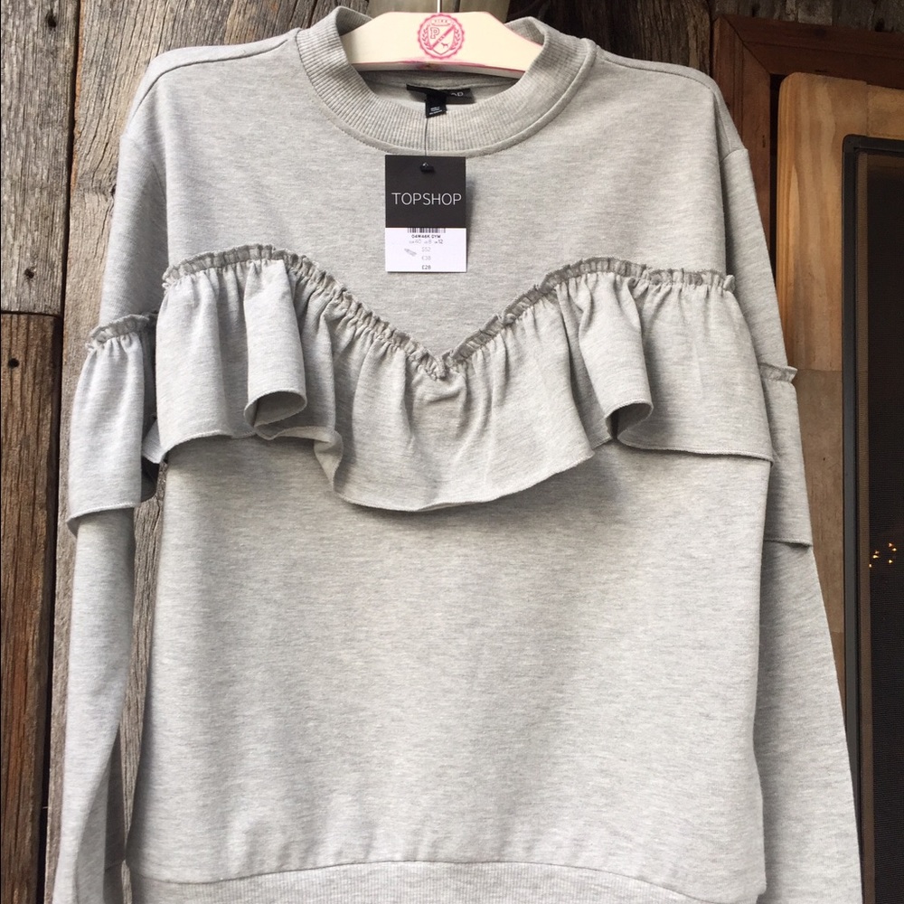 Top Shop Ruffle Sweatshirt - Picture 2 of 4