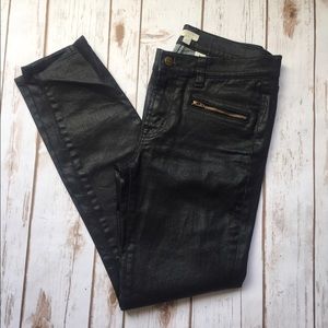J. Crew Coated Denim Ankle Skinny Jeans
