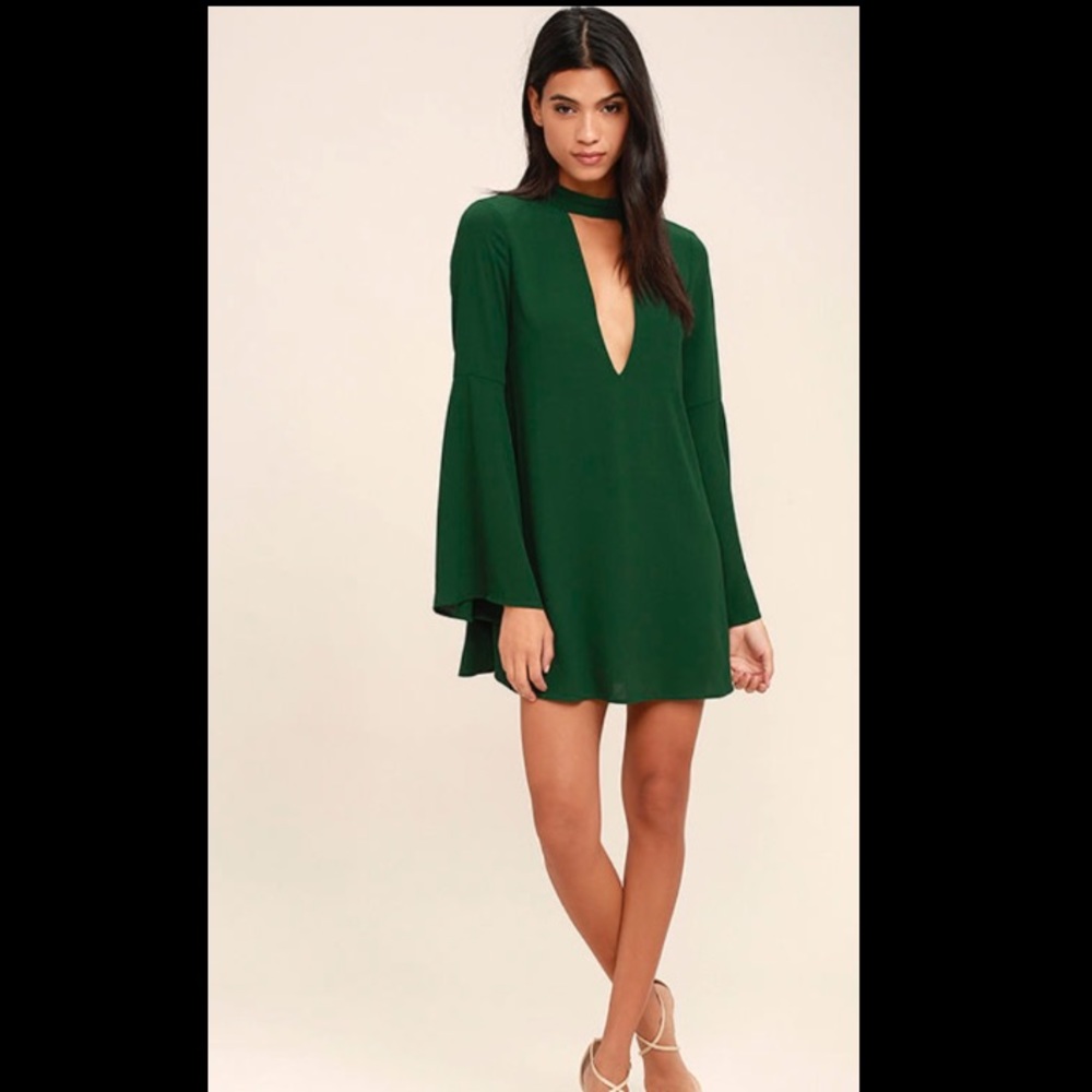 Lulu's Deeply In Love Green shift dress