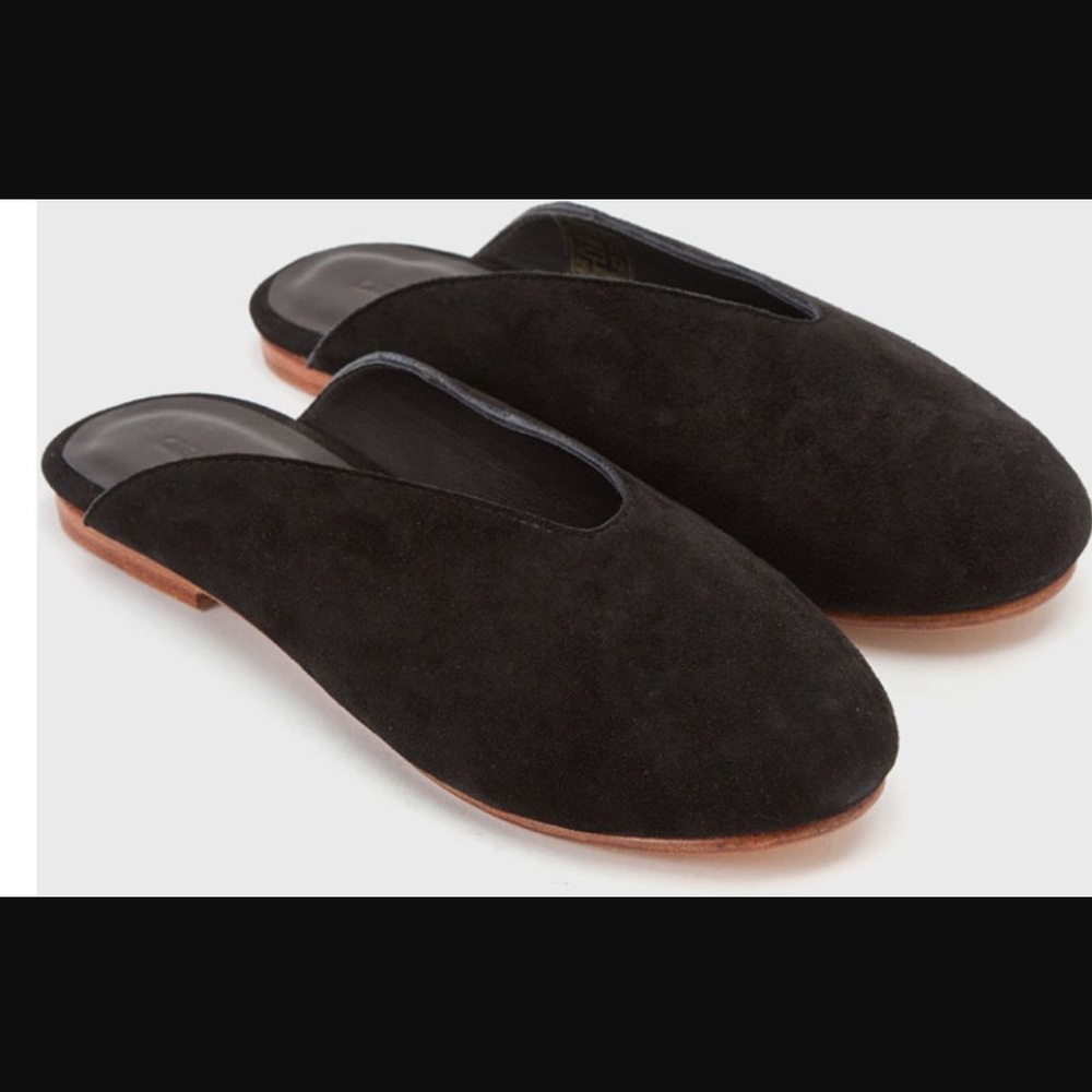 Creatures of Comfort black suede slides