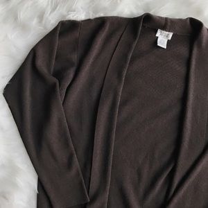Eileen Fisher 100% Wool Dark Brown Cardigan