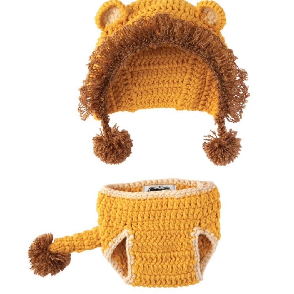 Mud pie lion crochet bloomer and hat