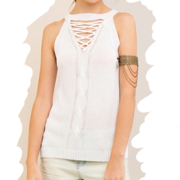 SOLD OUT Sleeveless Cable Knit Top - Picture 2 of 8