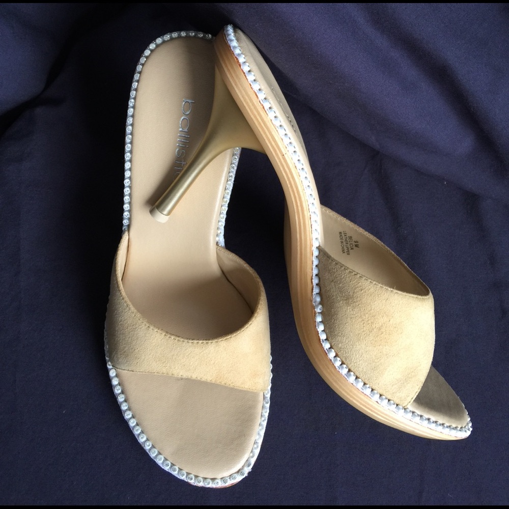 New Tan Suede Rhinestone Heels