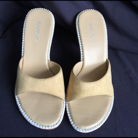 New Tan Suede Rhinestone Heels - Picture 2 of 4