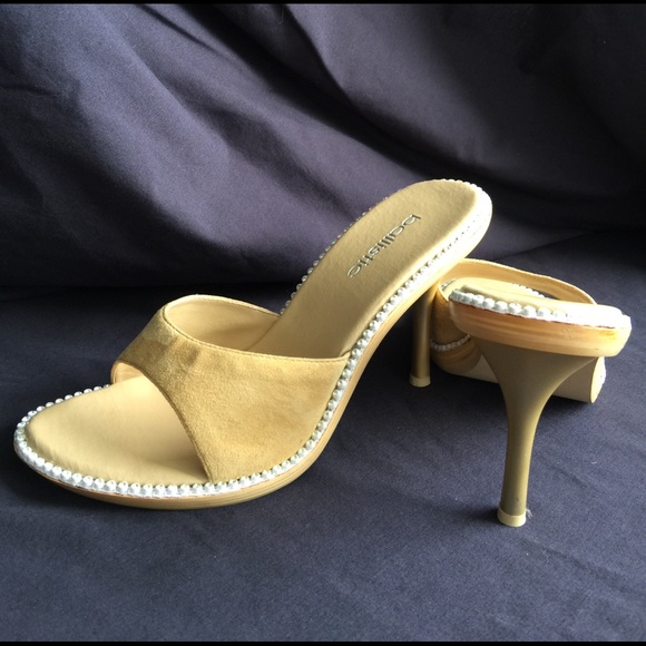 New Tan Suede Rhinestone Heels - Picture 3 of 4