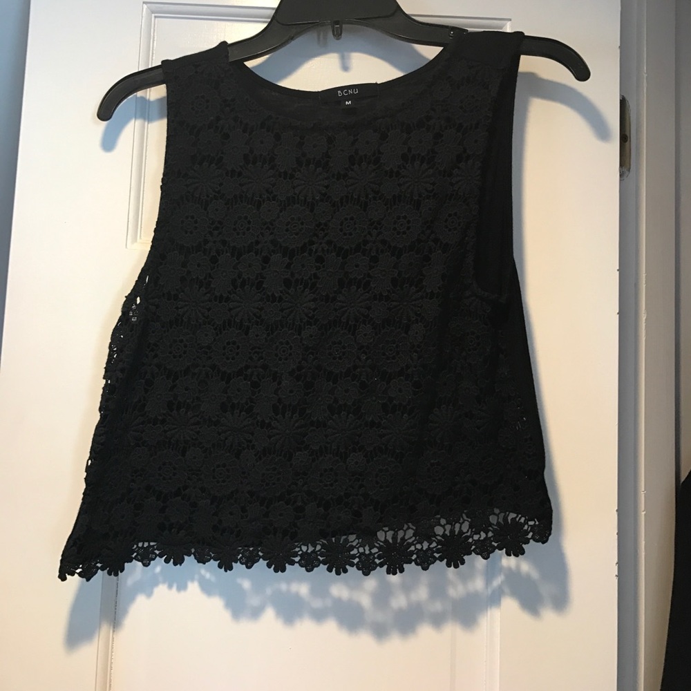 Black crochet crop top