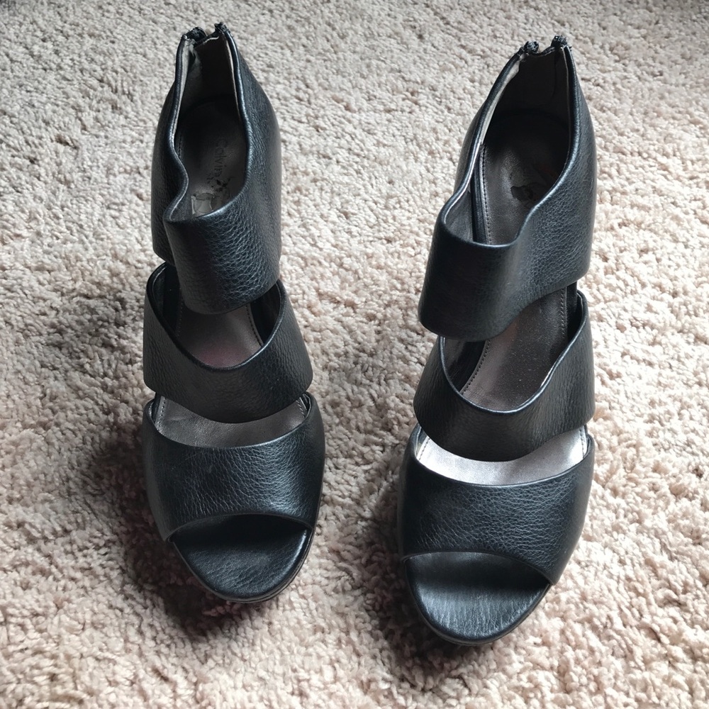 Leather Calvin Klein strap heels