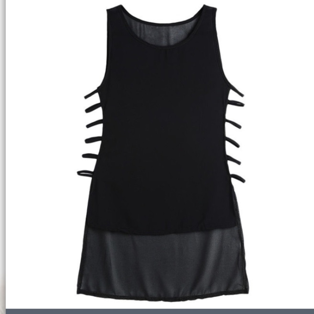 Chiffon High-Low Cut-Out Tank Top - Picture 4 of 7