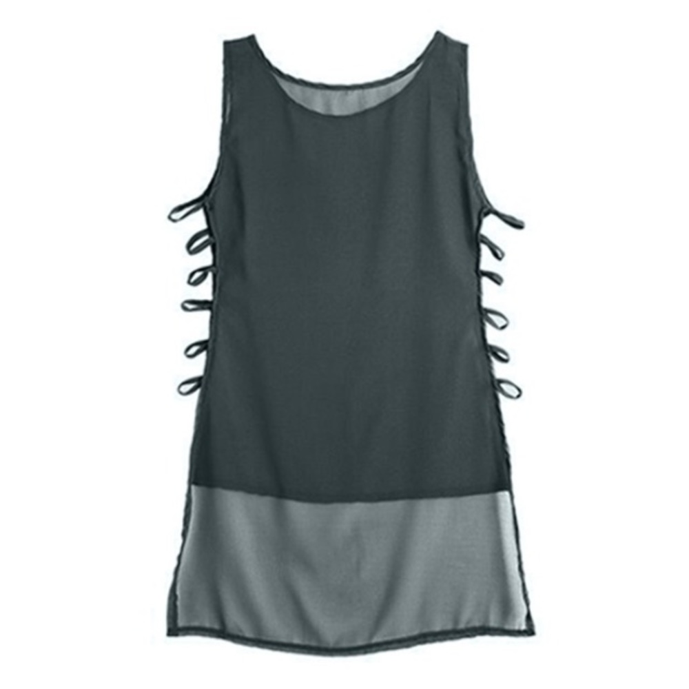 Chiffon High-Low Cut-Out Tank Top - Picture 5 of 7