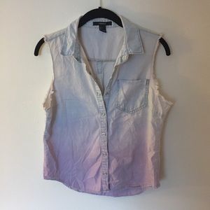 MOVING SALE Ombré chambray cutoff vest