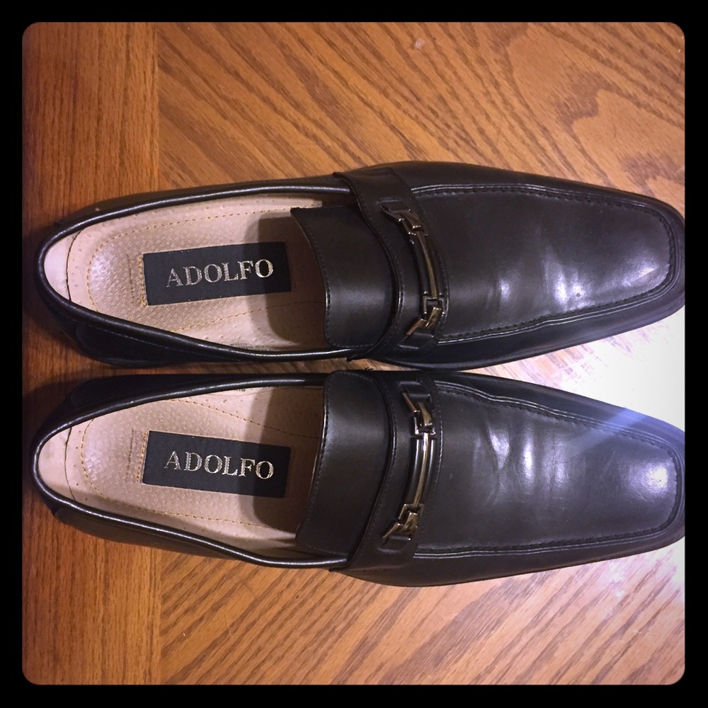 Adolfo Black Leather Loafers size9.5