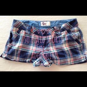 SO Plaid Short Shorts Size 7 Adorable!!