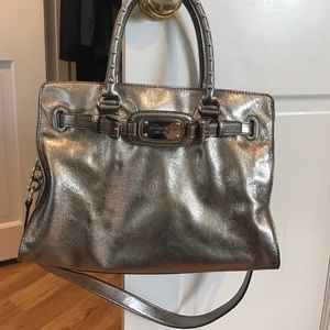 Michael Kors silver metallic hand bag