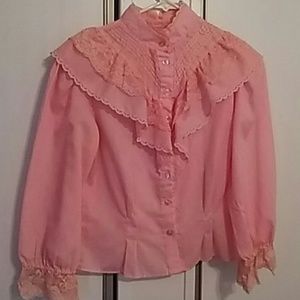 Vintage Pink Lace Blouse