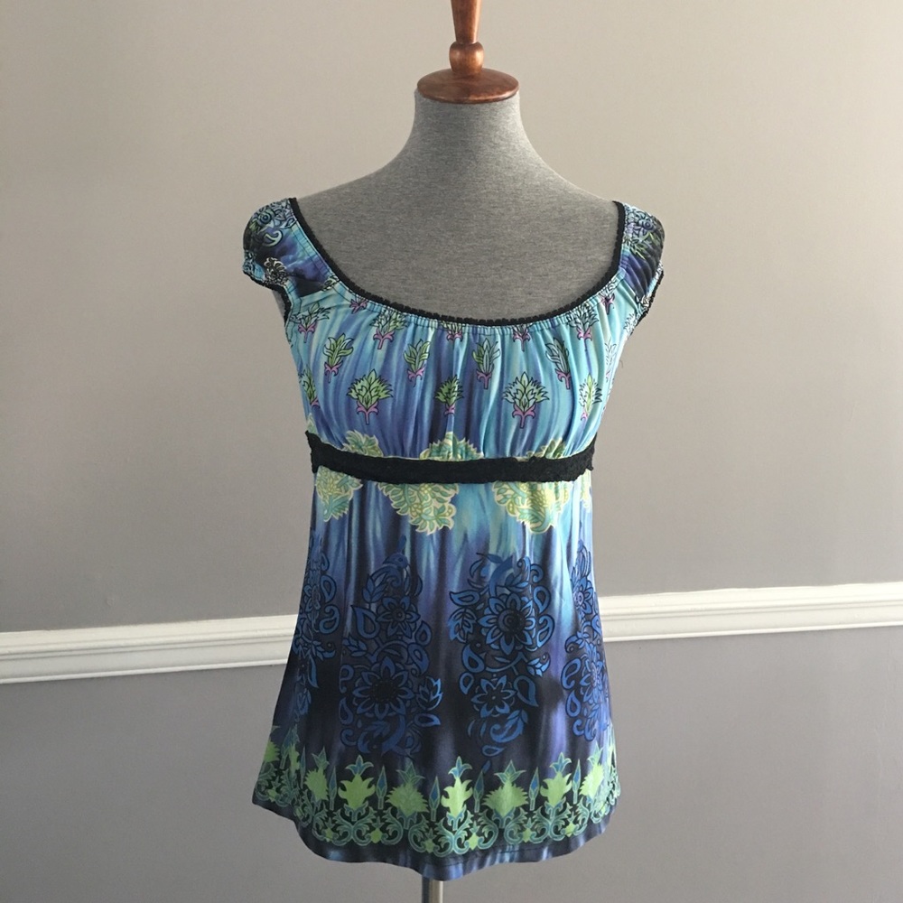 Blue and Green Top
