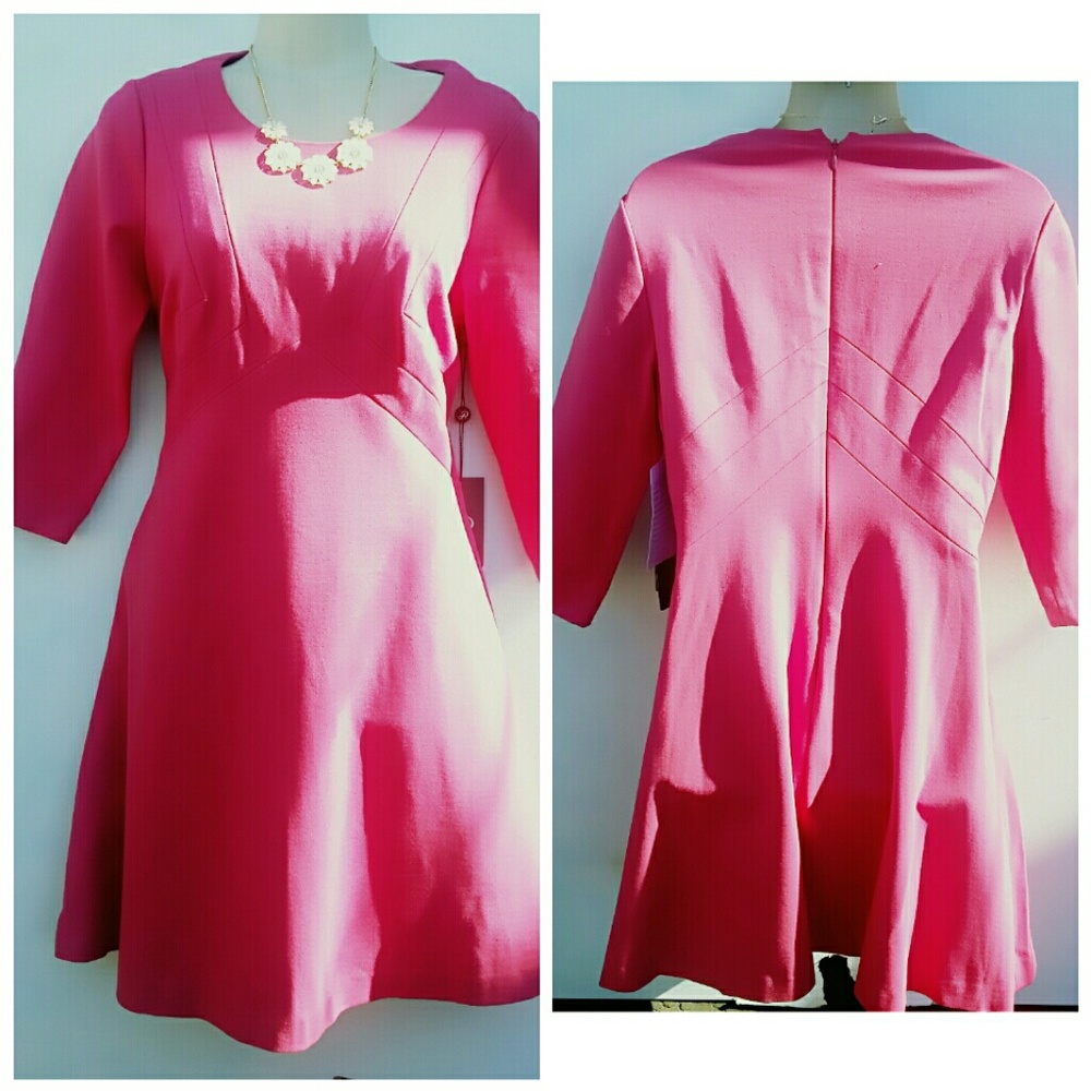 NWT! PINK STRUCTURED BODYCON TEACUP DRESS SZ 8 - Picture 4 of 7