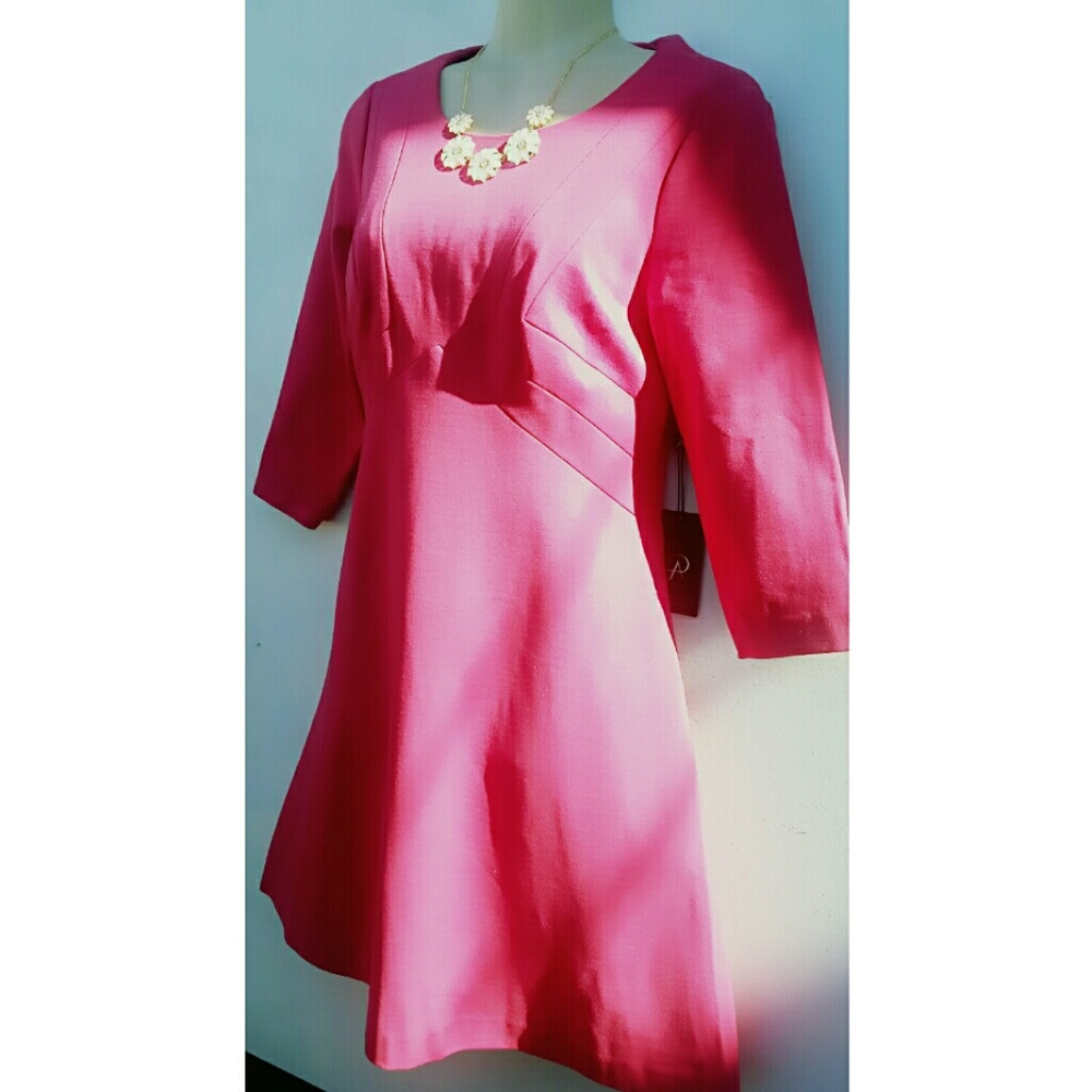 NWT! PINK STRUCTURED BODYCON TEACUP DRESS SZ 8 - Picture 5 of 7