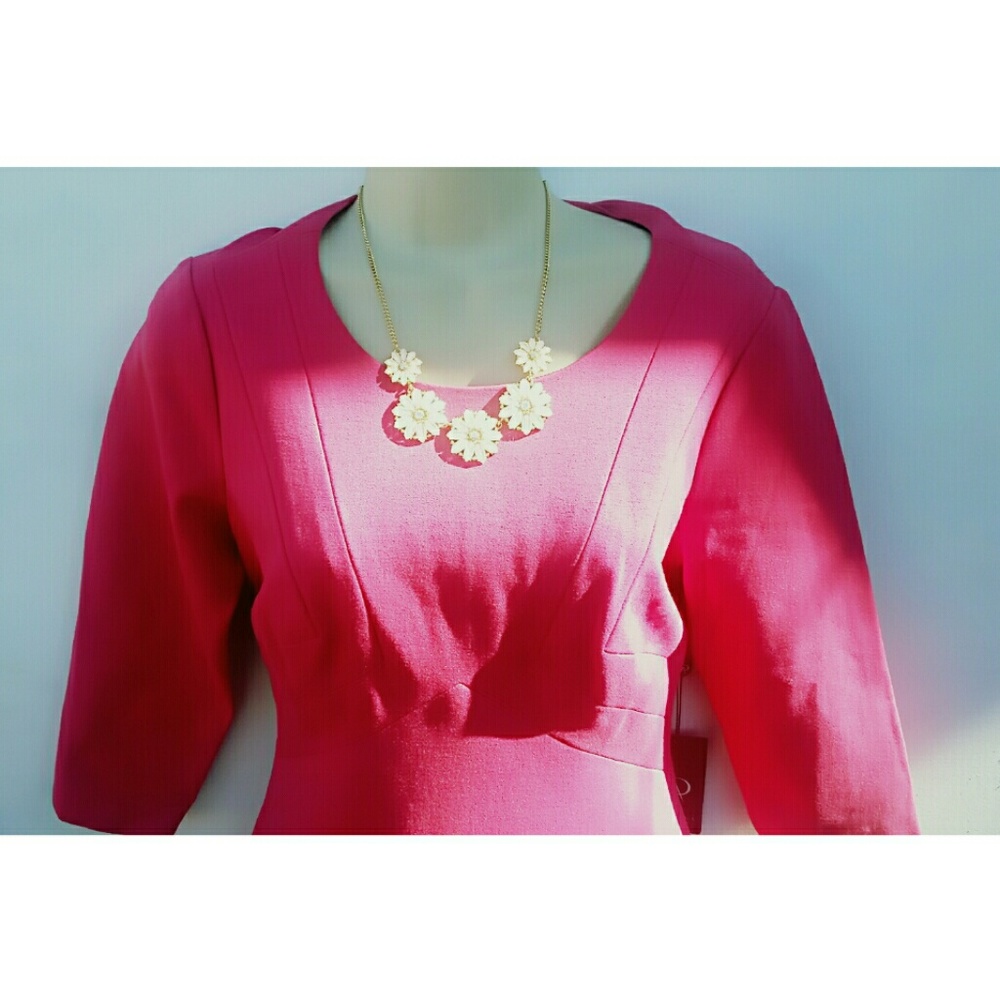 NWT! PINK STRUCTURED BODYCON TEACUP DRESS SZ 8 - Picture 7 of 7