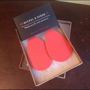 Nickel and Suede Leather Earrings in Coral Crush