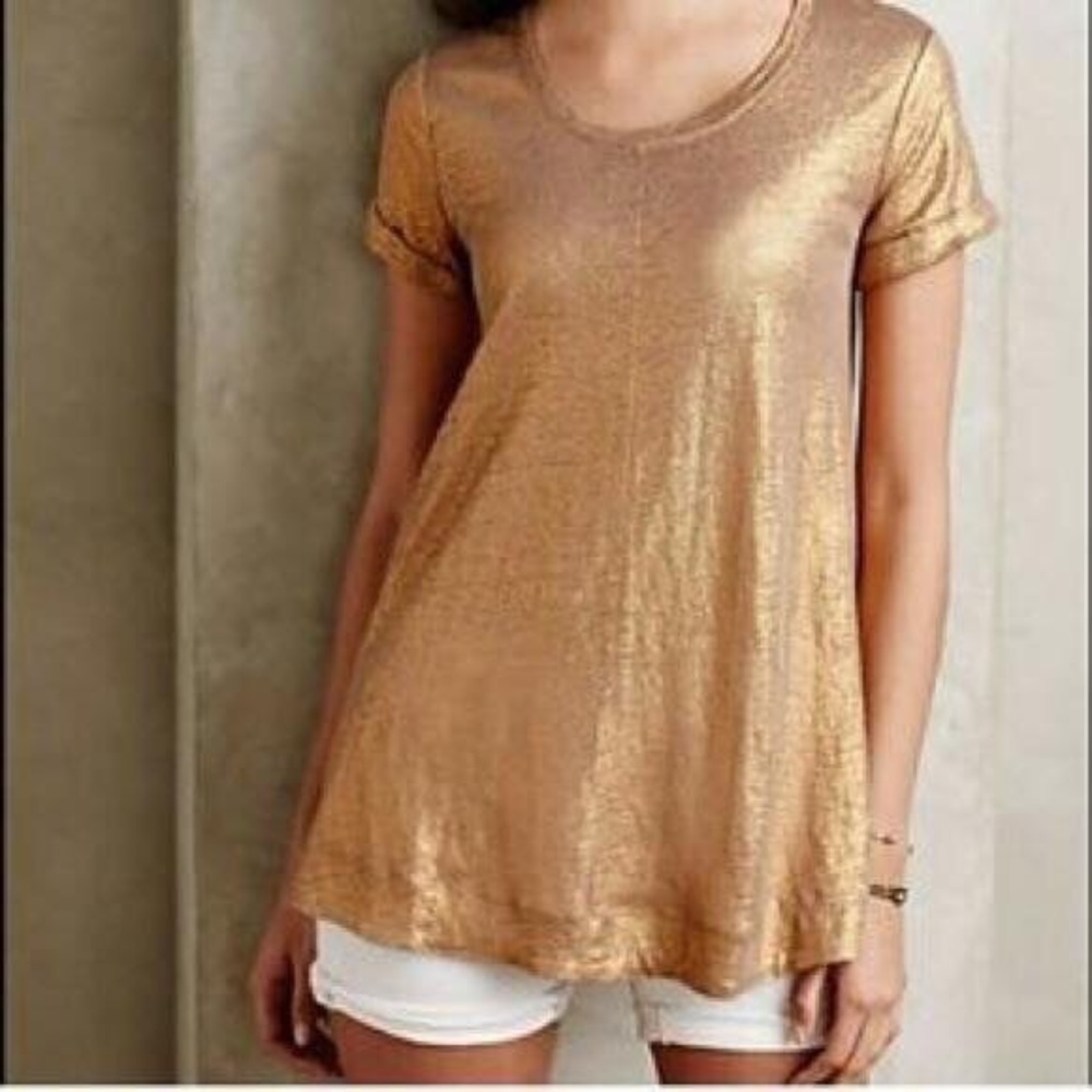 Anthropologie - Bordeaux Metallic Swing Tee!
