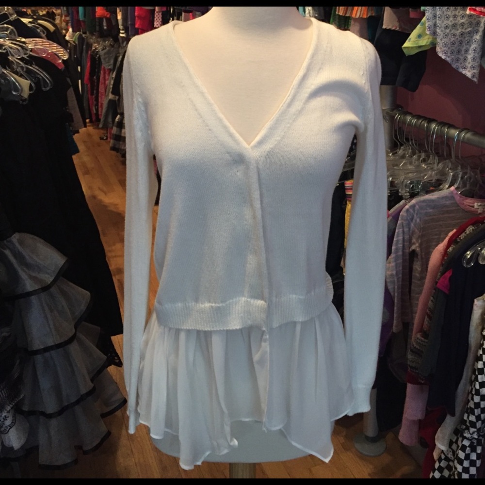 Aqua S White cardigan  with peplum b1