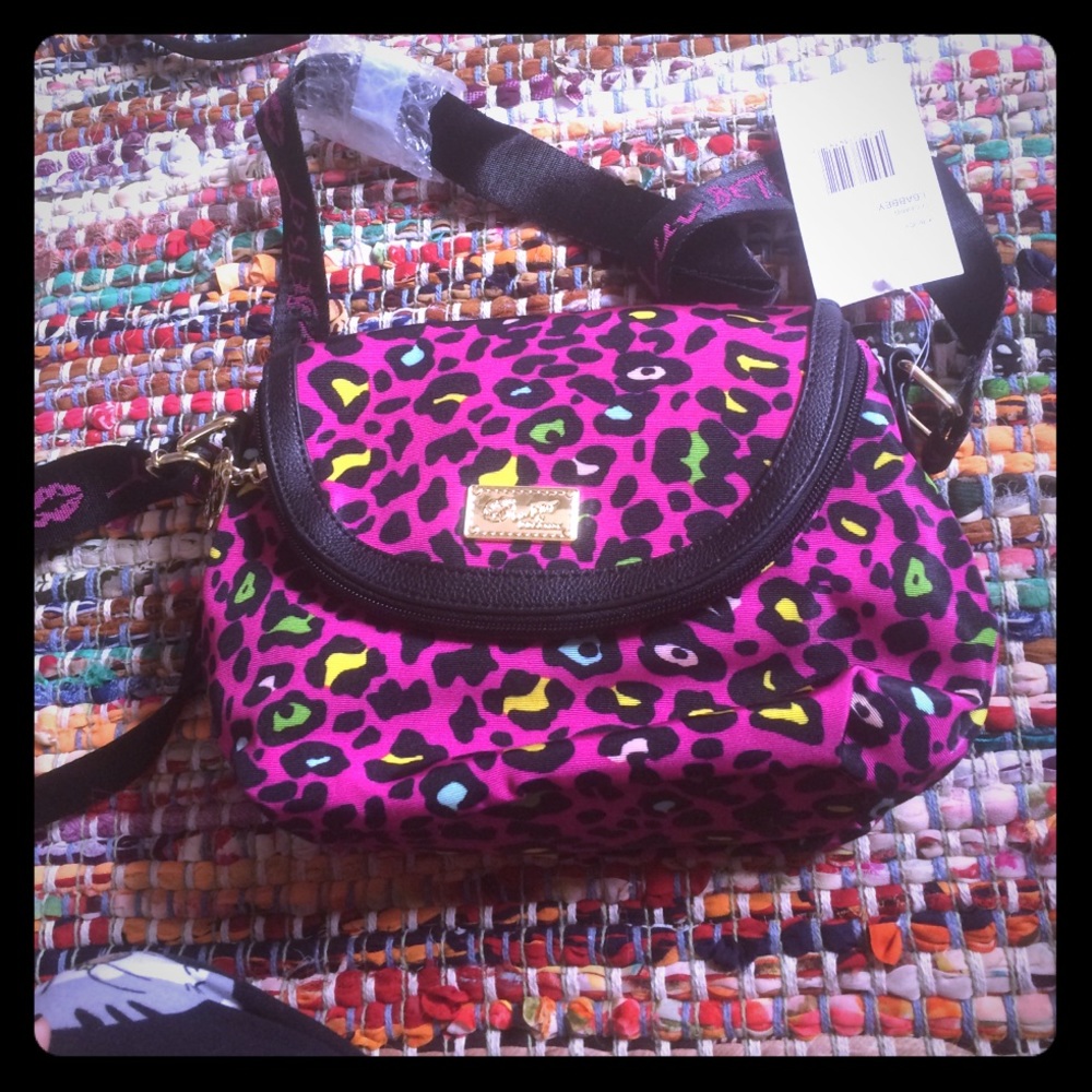 Betsey Johnson purple cheetah print crossbody