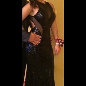 Black Sequin Faviana Prom Dress