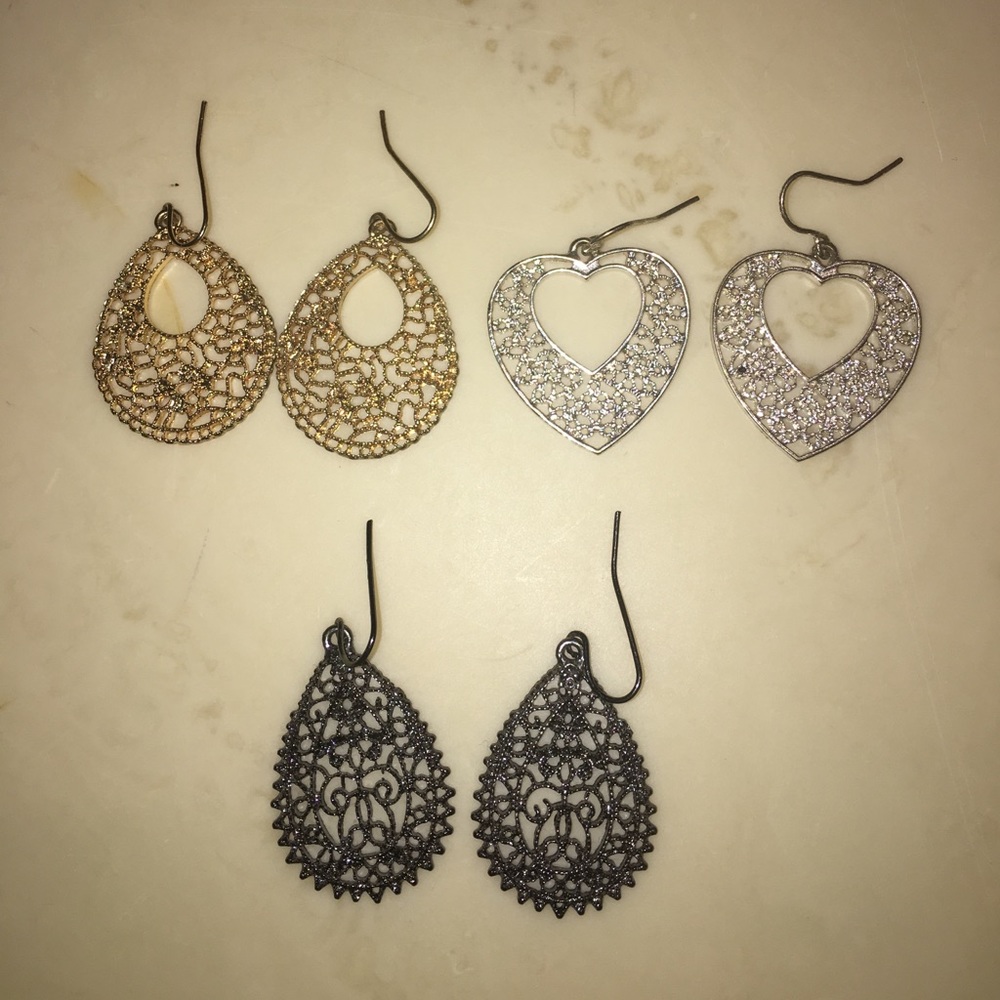 Three pairs of earrings