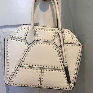 White and gold studded Versace handbag