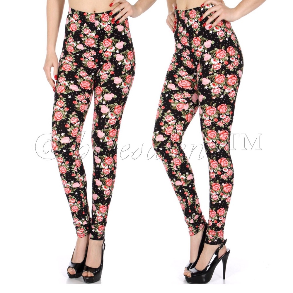 Wild Roses Print Softbrush Leggings