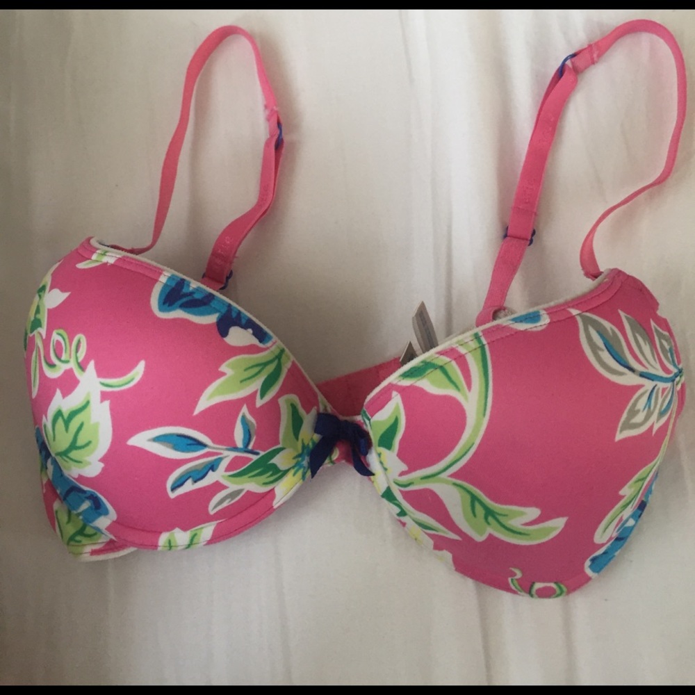 Aerie American eagle pink floral push-up bra 32B