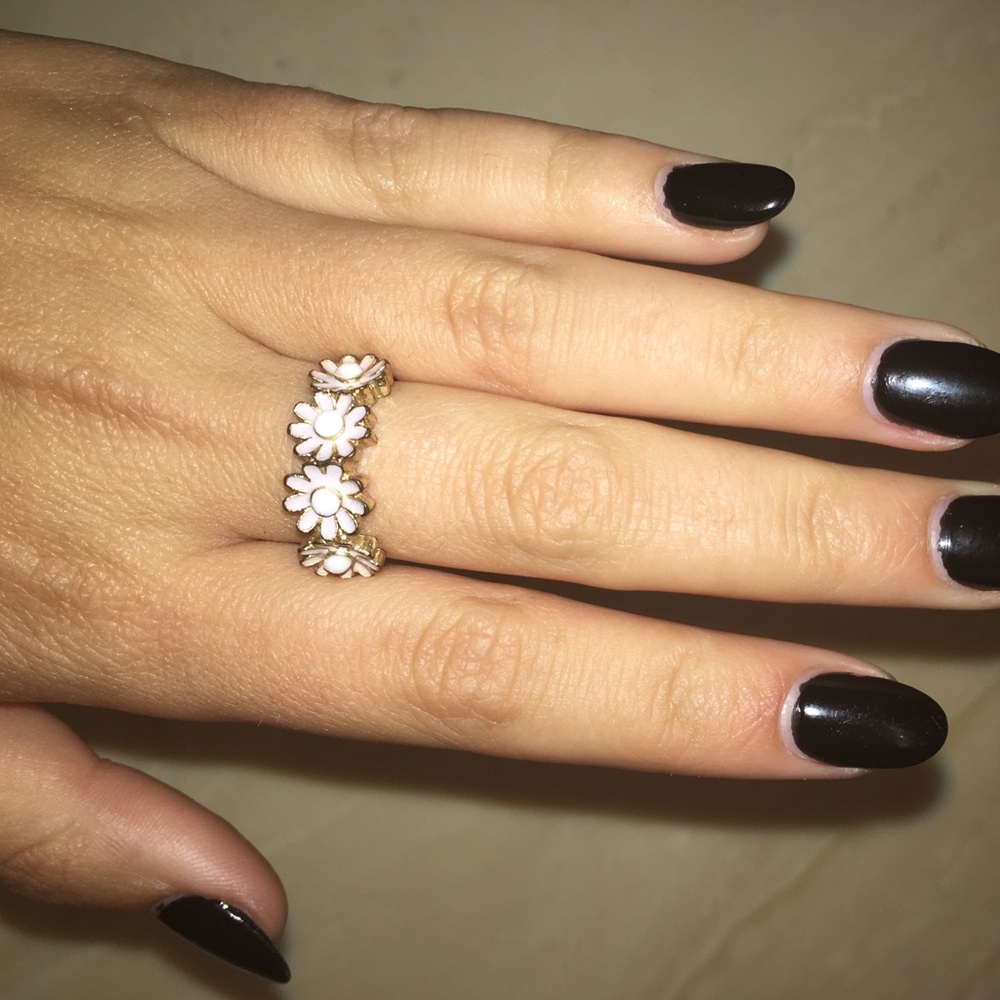 Gold and light pink flower ring