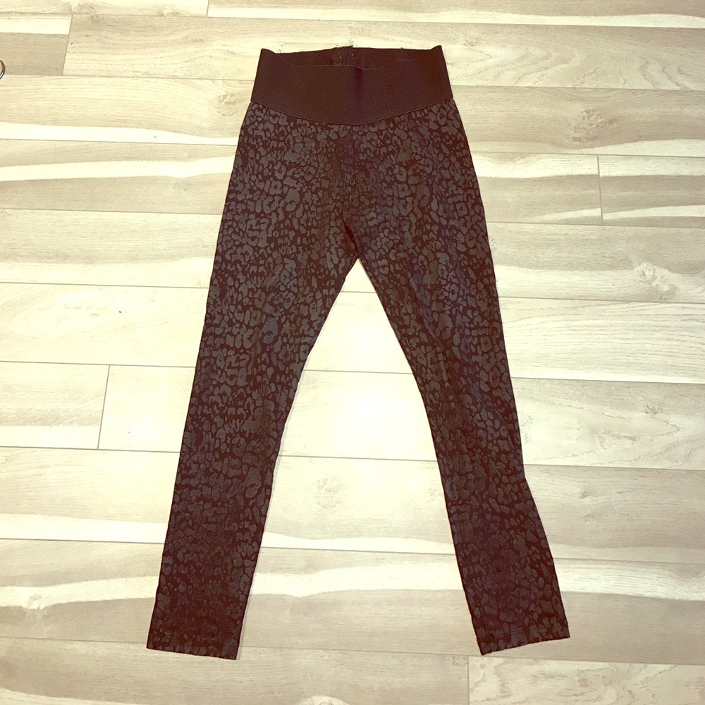 ZARA BLACK LEOPARD ELASTIC WAISTBAND LEGGINGS