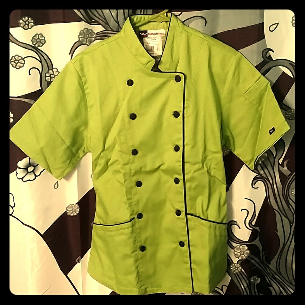 Lime-green short sleeve Chef coat