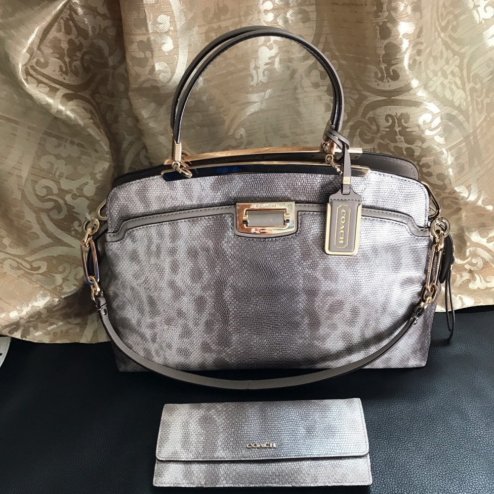COACH Madison EMBOSSED LIZARD Satchel and Wallet