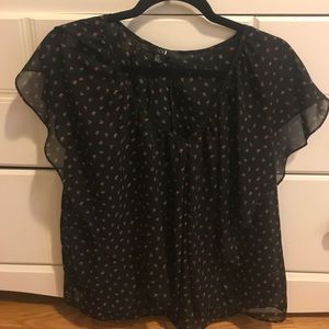 Black floral blouse