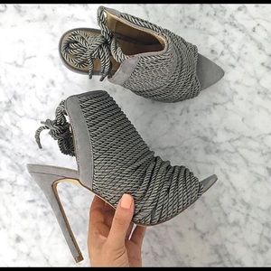 Missguided rope detail peep toe boot heels